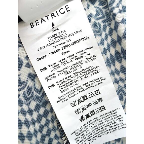 BEATRICE .B ITALY Wide Leg Ostrich Feather Trim Pull On Pant XL 10 YOOX $338 - Picture 9 of 9